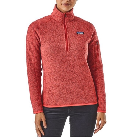 Patagonia Marled Red Orange Better Sweater 1/4 Zip Sweatshirt Jacket Women Small - Picture 6 of 12